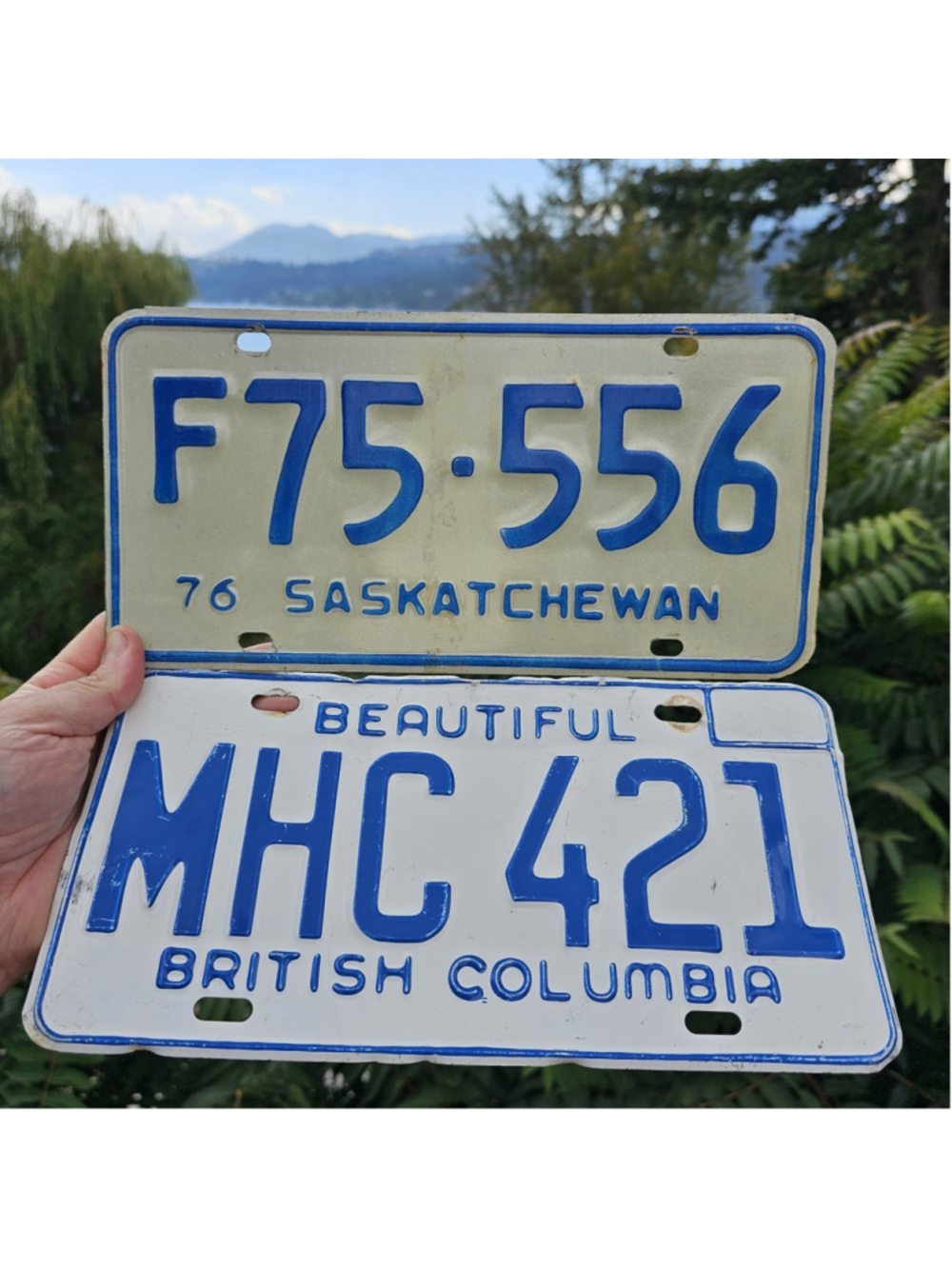 1976 Saskatchewan & British Columbia License Plates Vintage Canada Lot of 2